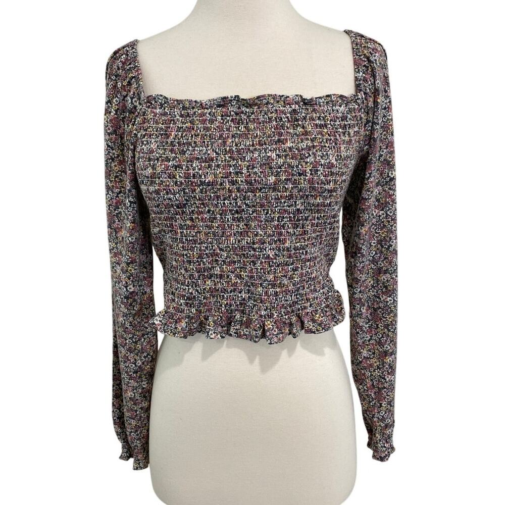 Smocked Milkmaid Ditsy Floral Top Sz M‎ Long Sleeve Prairie Peasant y2k Coquette